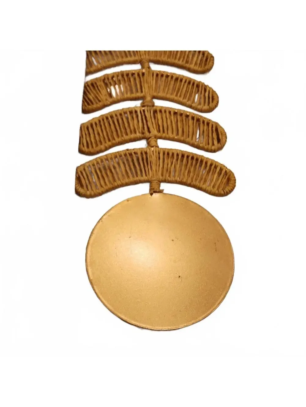 World Market Woven Paper Rope Rattan Wall Hanging Decor Gold Capiz Shell Boho